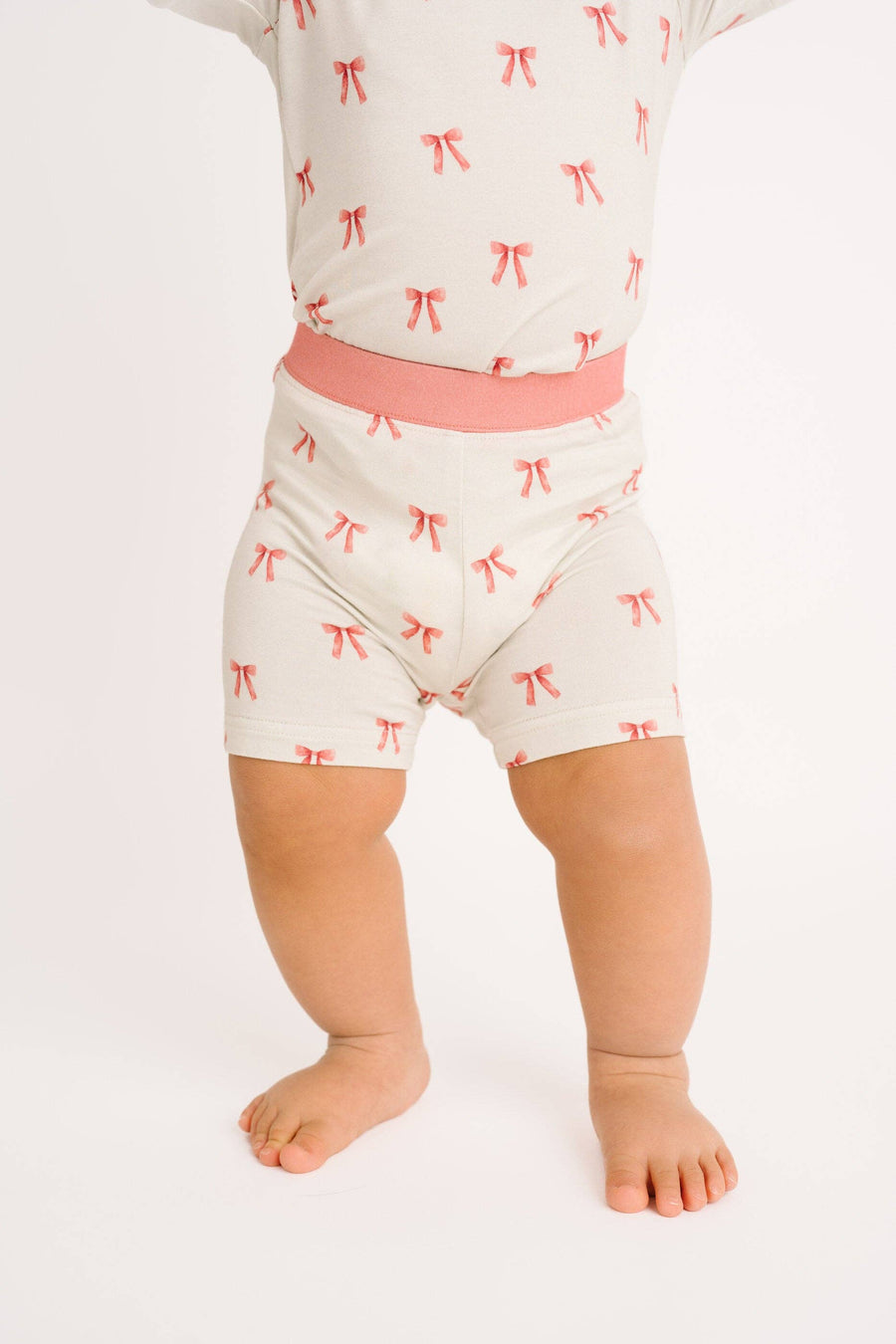 Ribbon Bow Bamboo Shorts Set