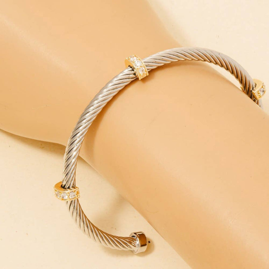Two Tone Station Rope Cuff Bracelet