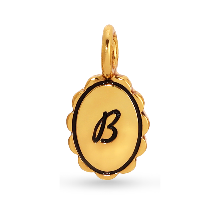 Charm Garden - Scalloped Initial Charm - Gold - B