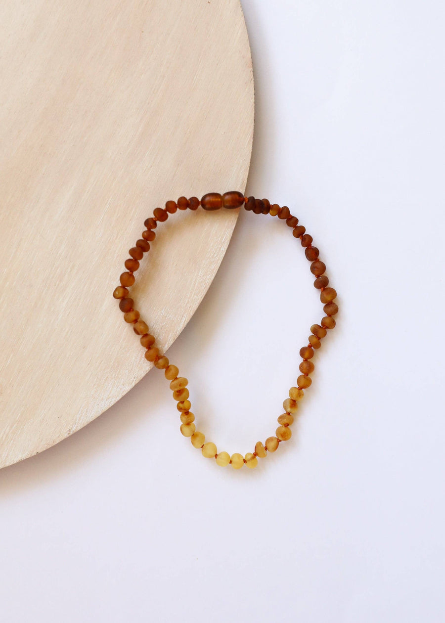 Raw Baltic Amber & Sunflower Necklace Baby