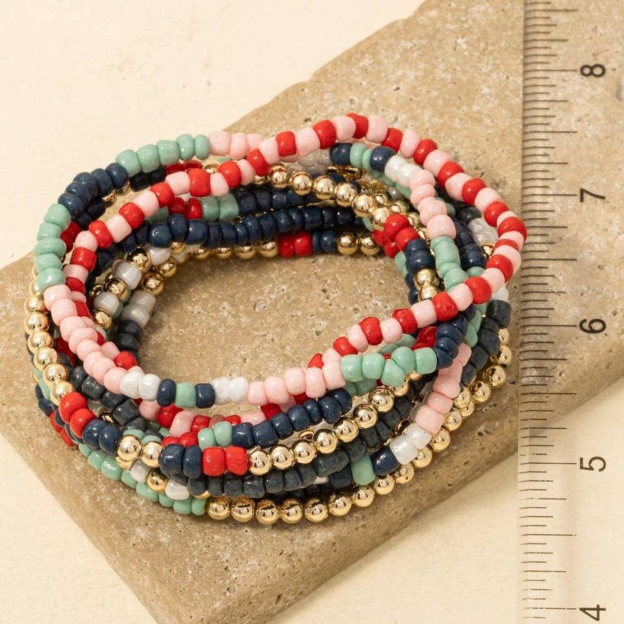 Mixed Colored Seed Beaded Bracelet Set