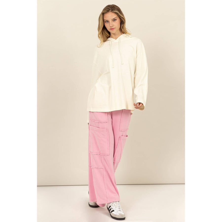 “Jenny” Pink Oversized Utility Sweatpants