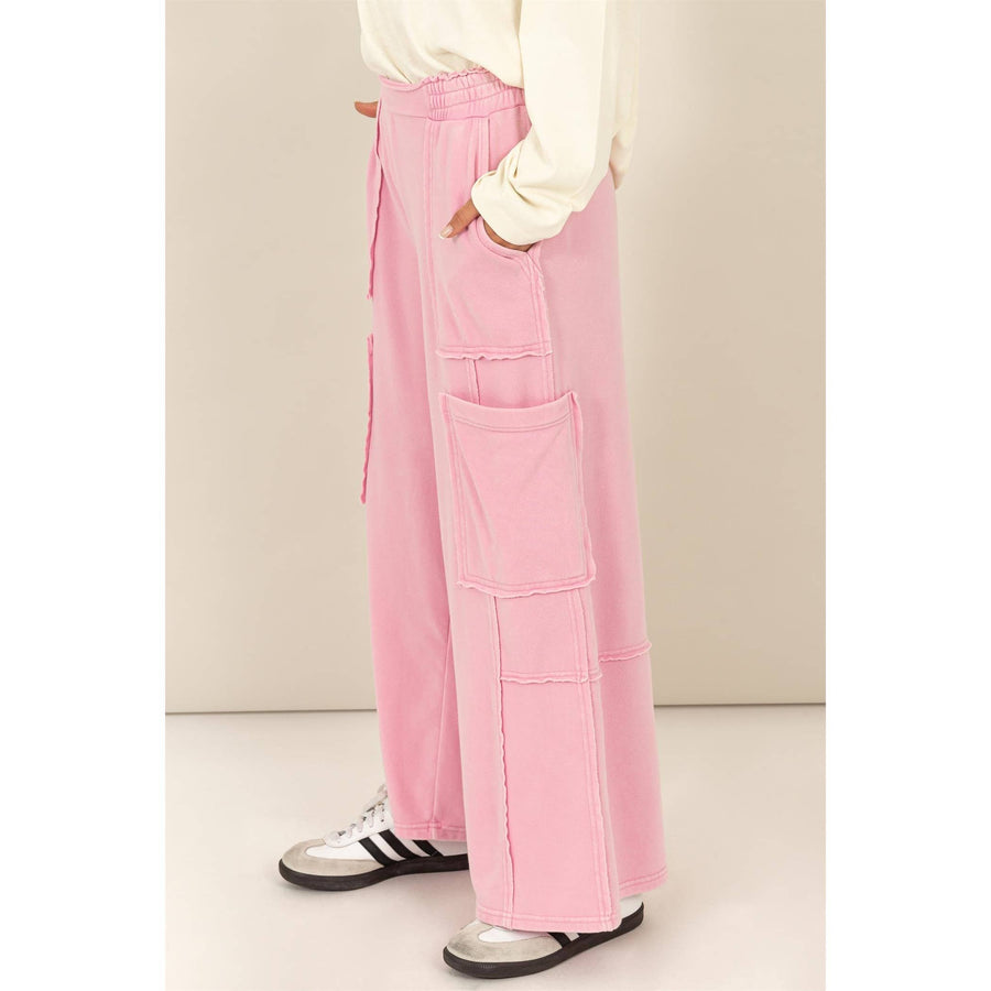 “Jenny” Pink Oversized Utility Sweatpants