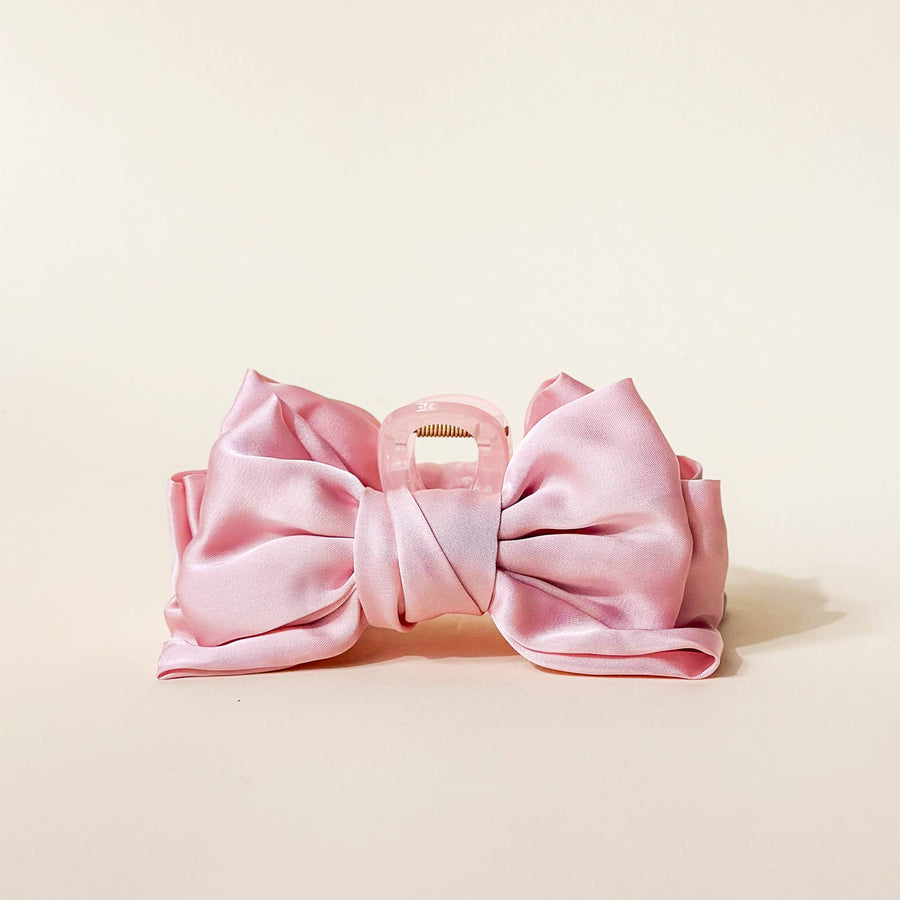 Satin Bow Claw Clip Blush