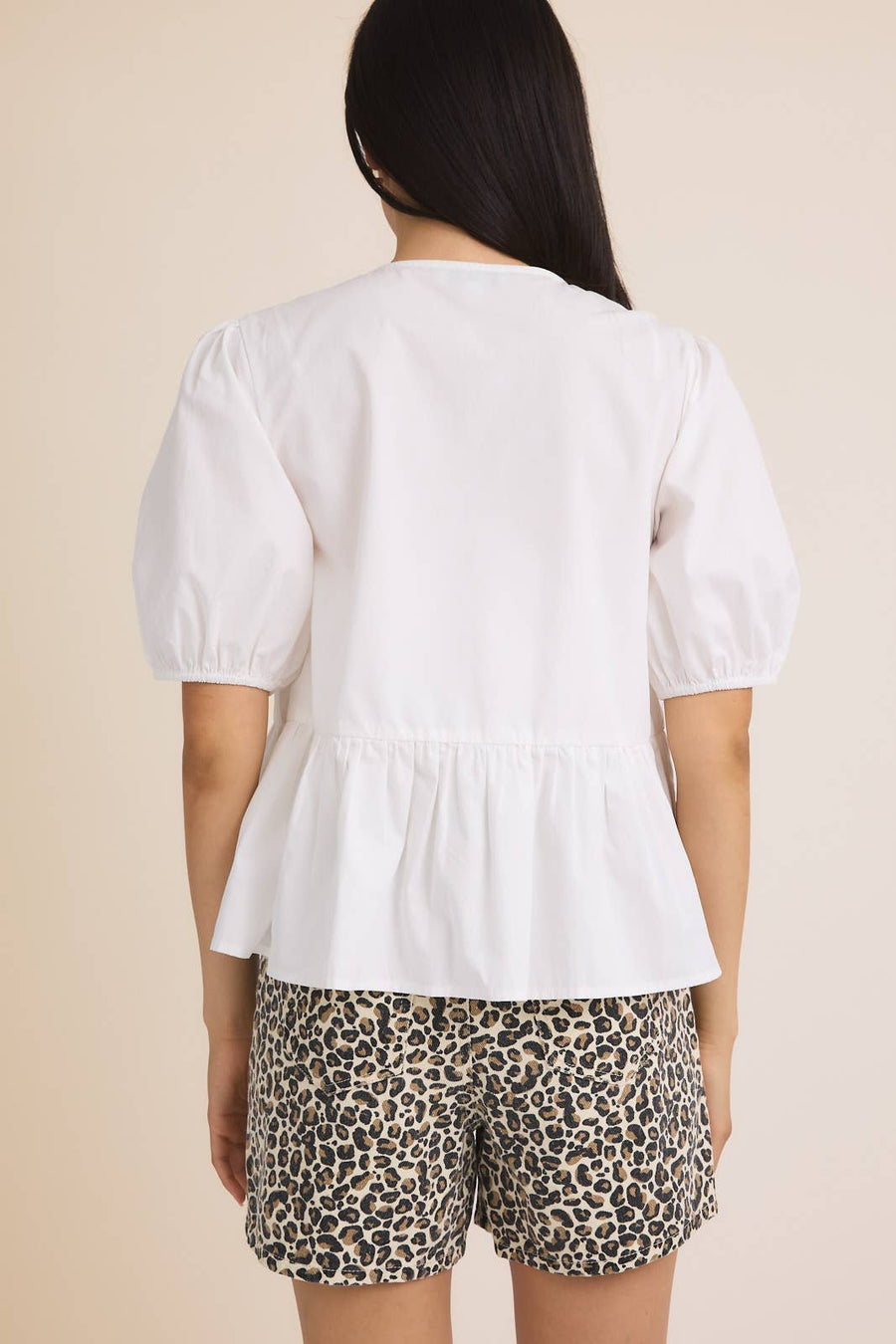 “Darla” Front Ties Puff Half Sleeve Blouse