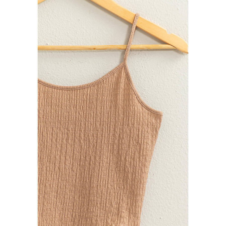 “Imogen” Tan Cropped Ribbed Cami