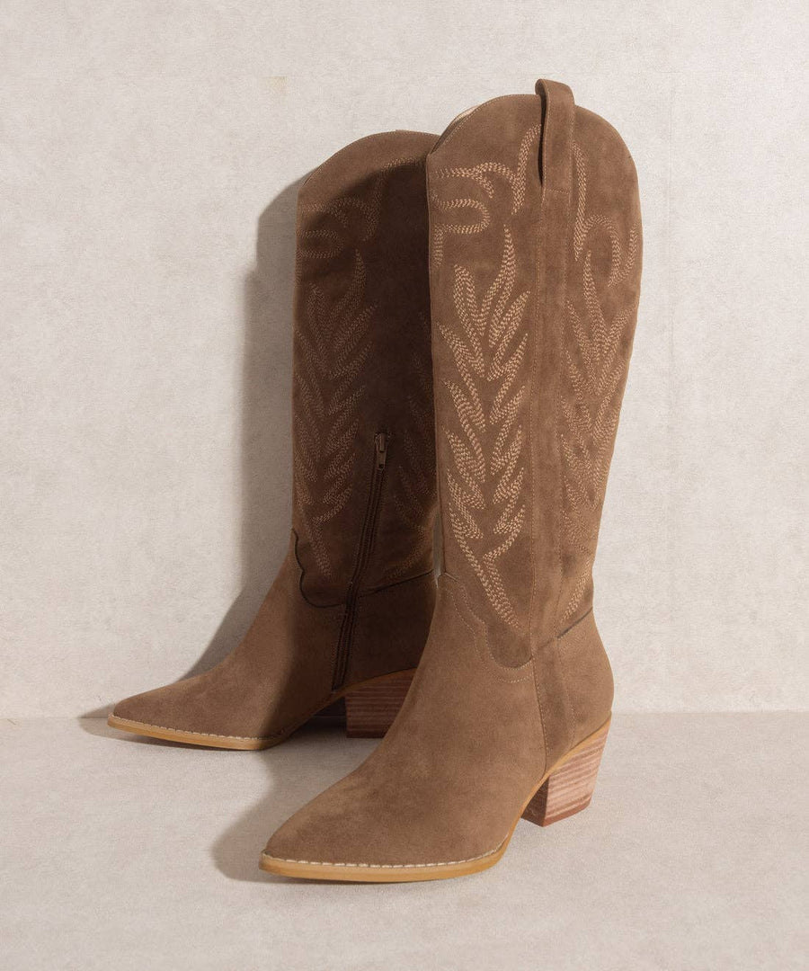 The Samara Brown | Embroidered Tall Boot