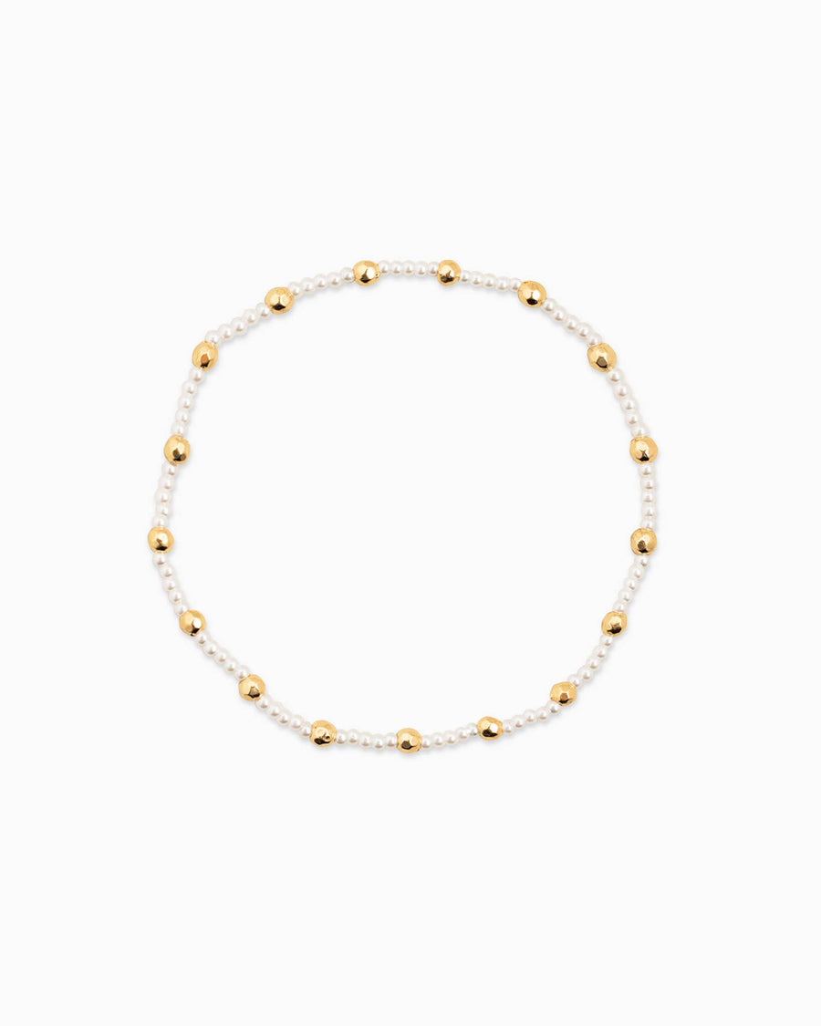 Gold Cross Pearl Beaded Variety Stretch Bracelet Set of 5