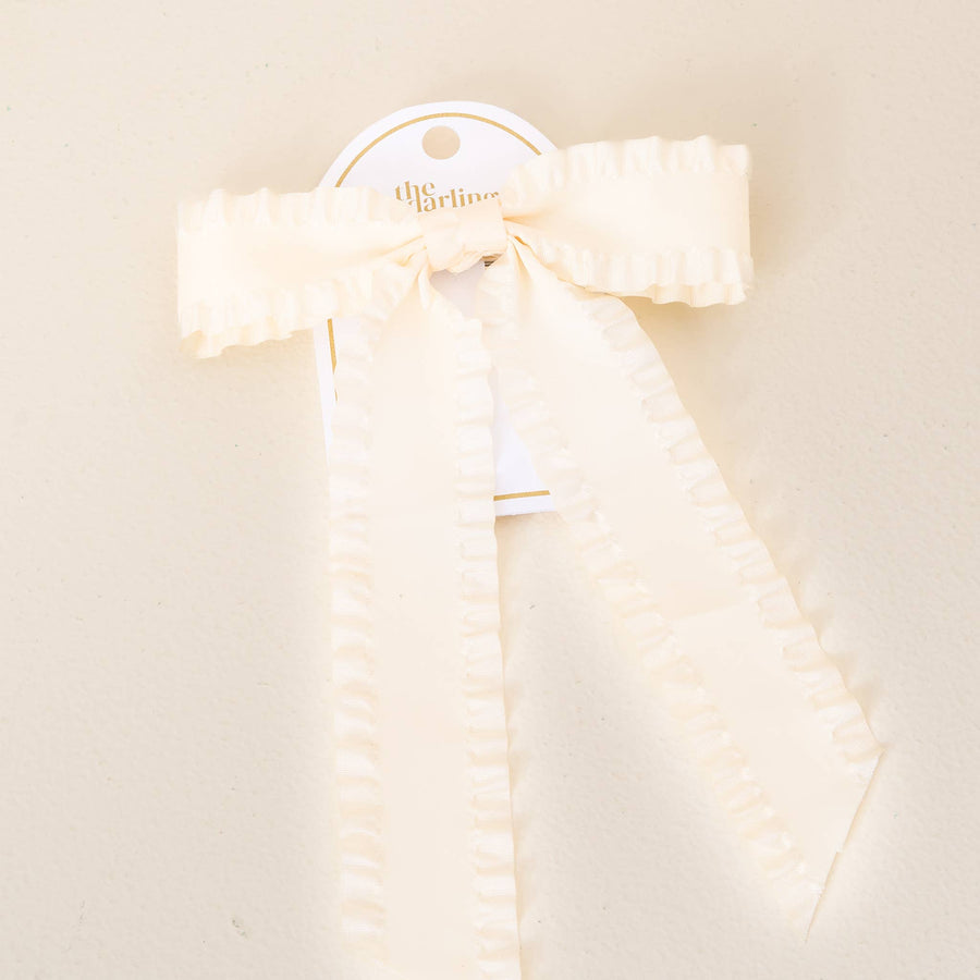 Ruffle Hair Bow Cream