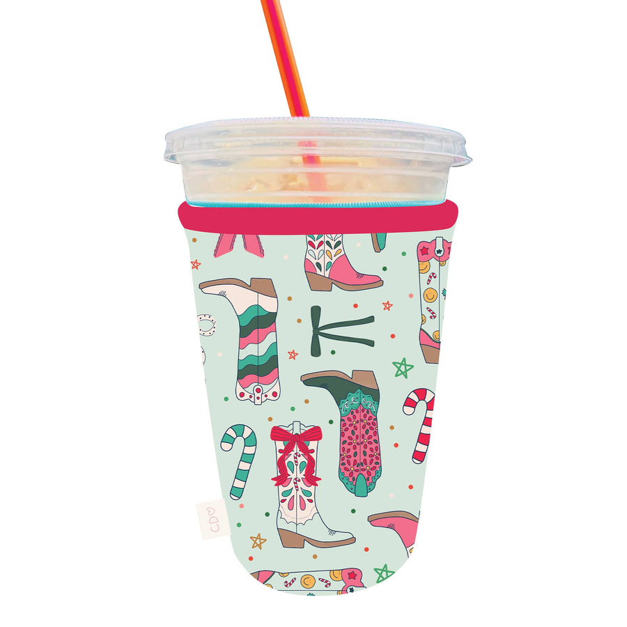 Christmas Western Cowgirl Boots Drink Sleeve