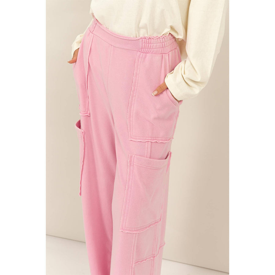 “Jenny” Pink Oversized Utility Sweatpants