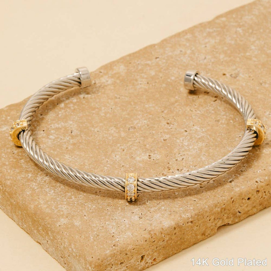 Two Tone Station Rope Cuff Bracelet