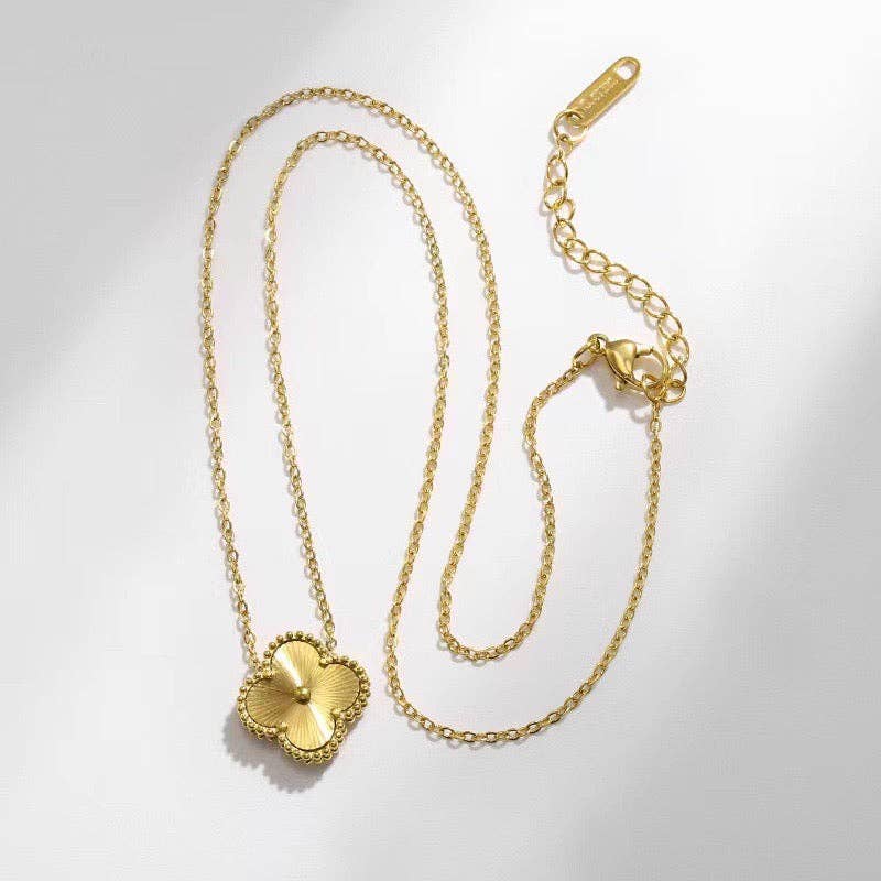 Clover Charm 18K Gold Dip Stainless Steel Necklace
