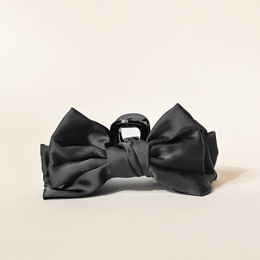 Satin Bow Claw Clip Black