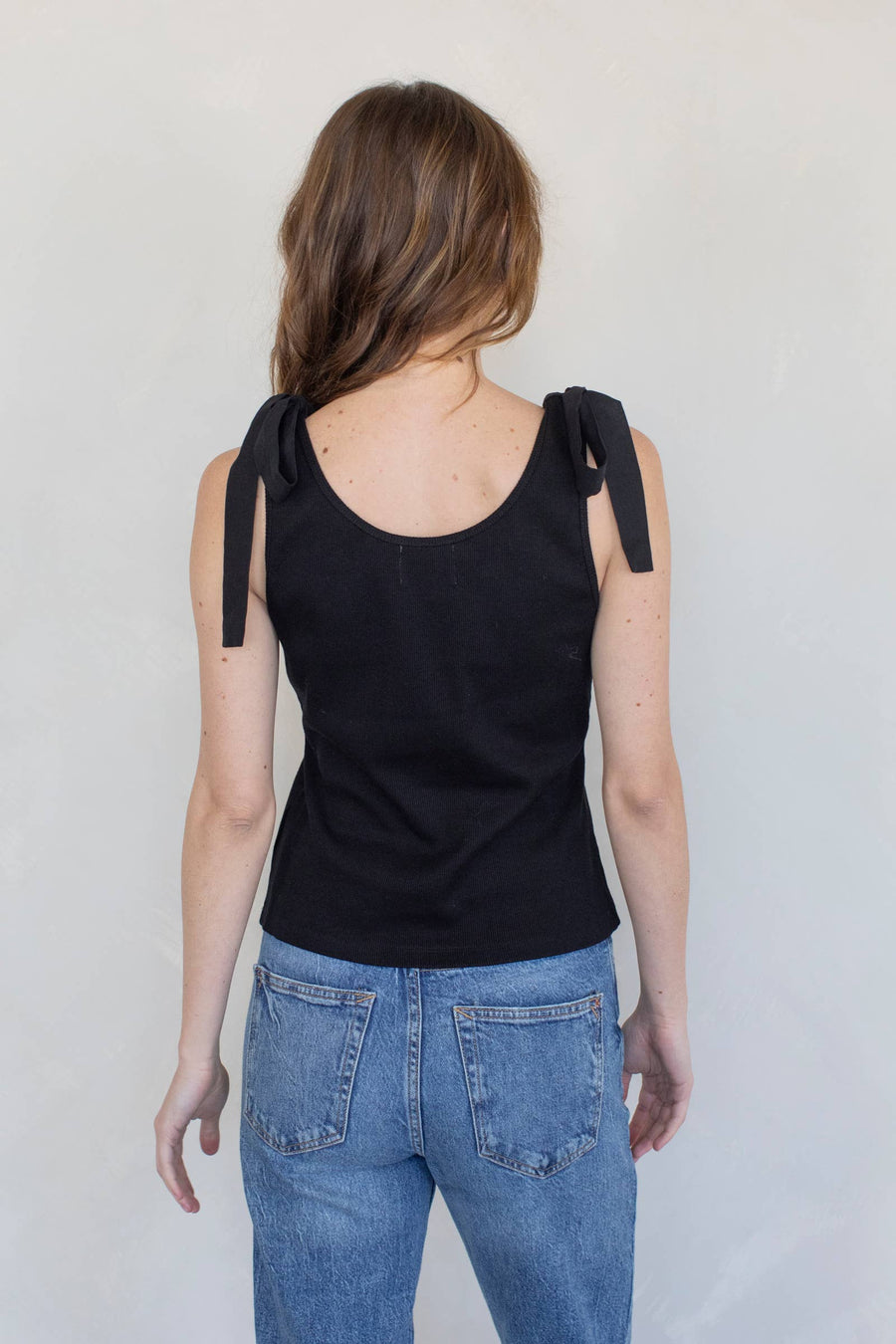 “Jenna” Black Bow Detail Tank Top