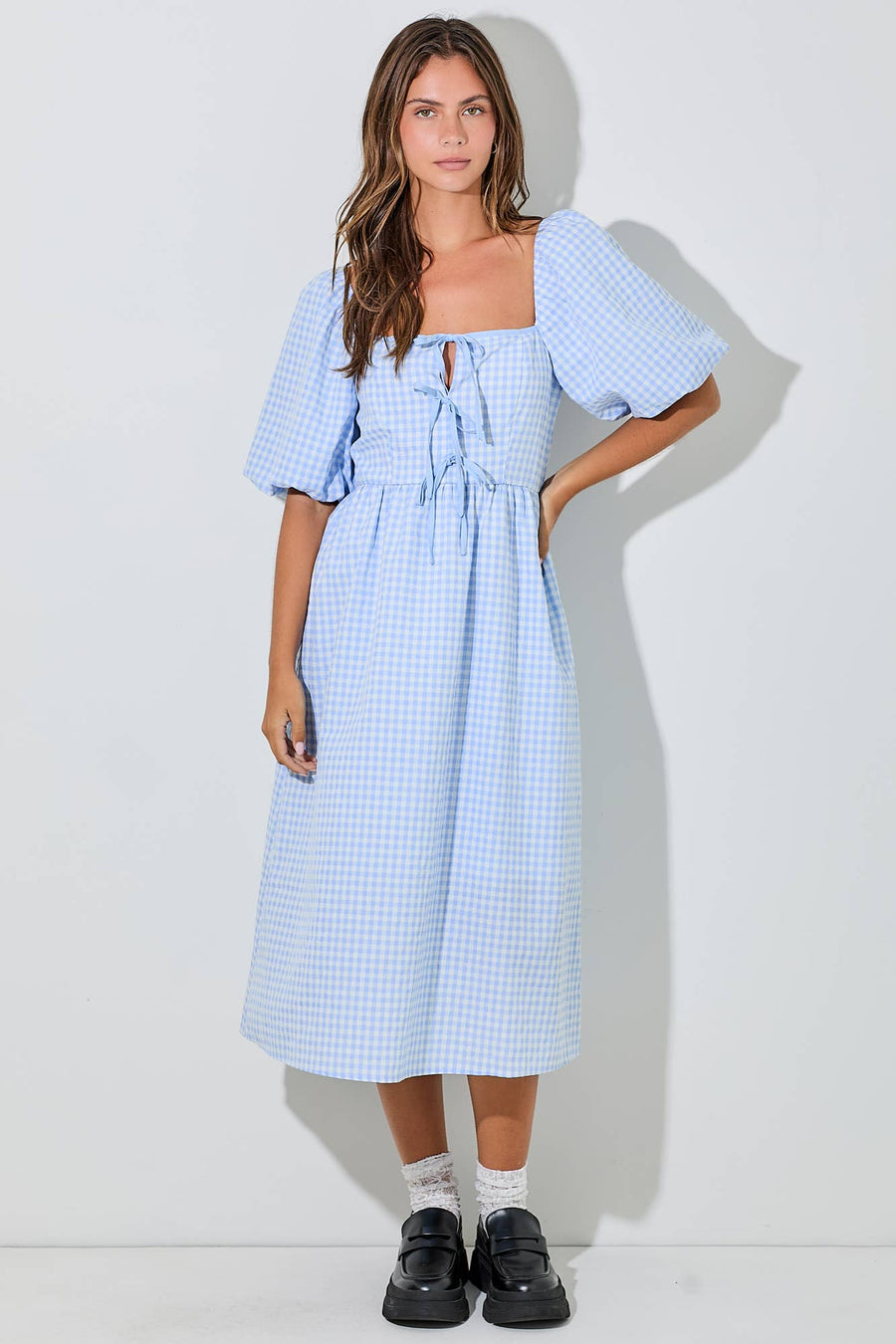 “Darla” Gingham Midi Dress