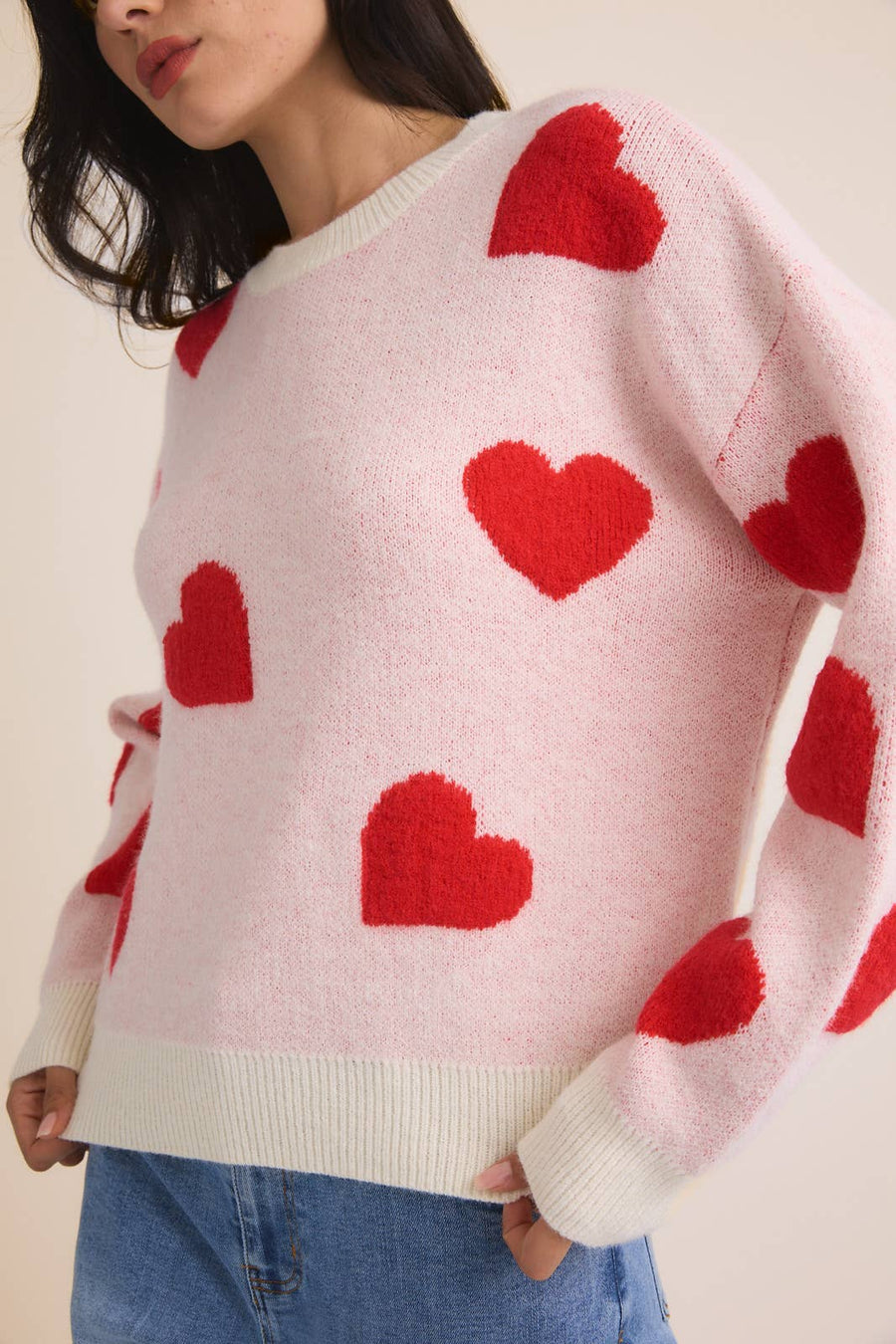 “Paisley” Long Sleeve Heart Sweater