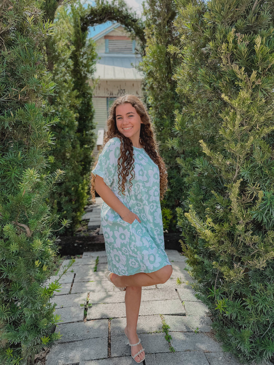 “Olive” Oversized Floral Mini Dress