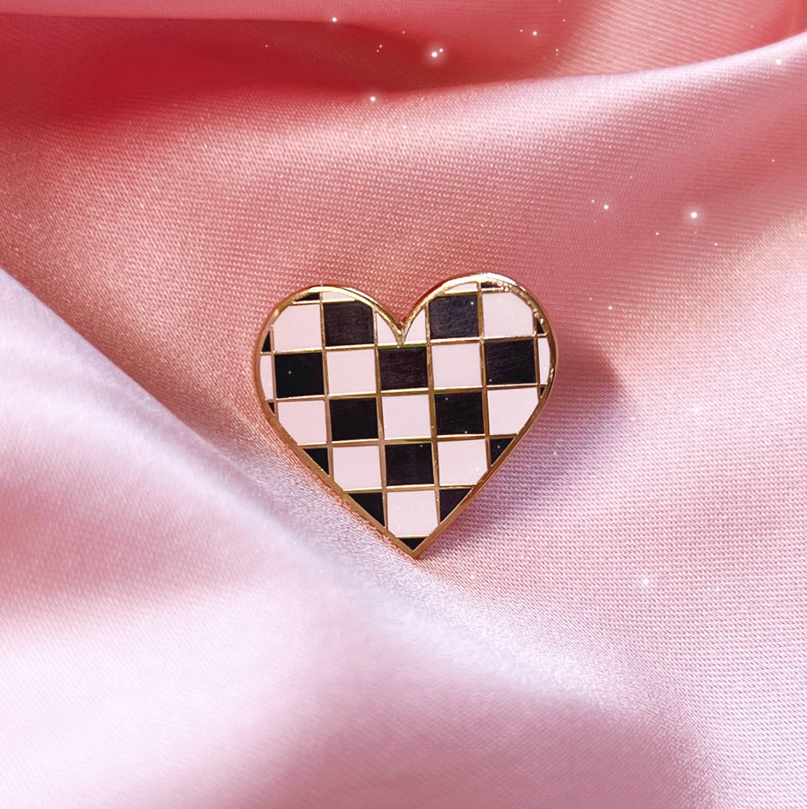 Checker Heart Enamel Pin