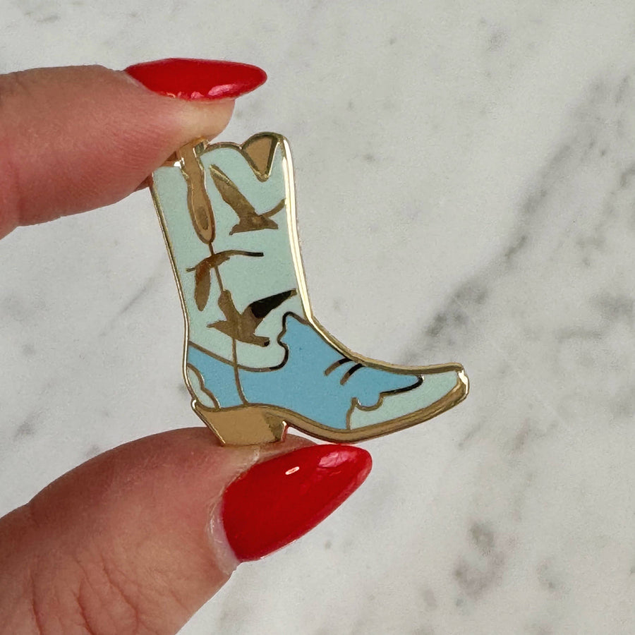 Blue Seagull Cowgirl Boot Pin