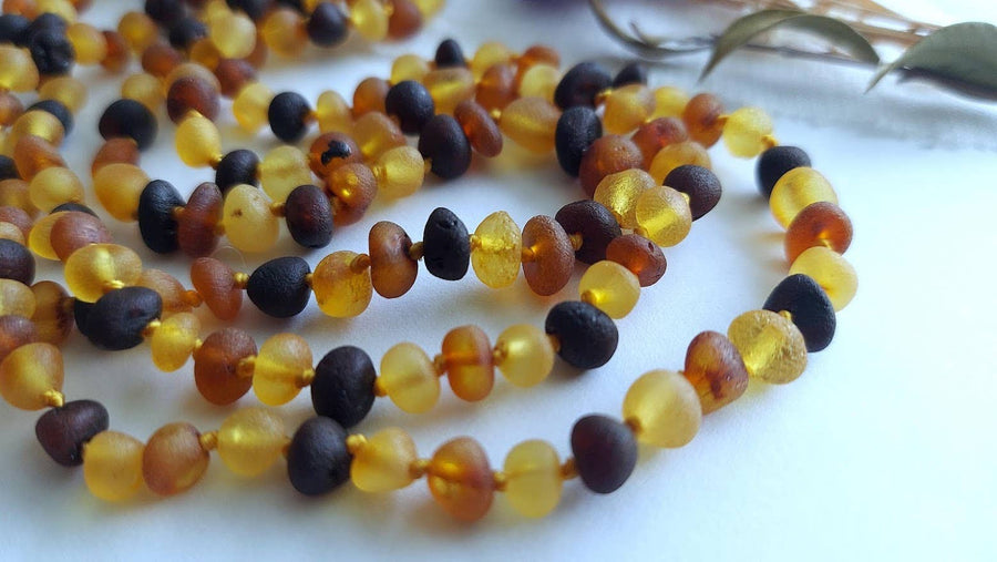 Baby Multi Raw Rounded Amber Necklace